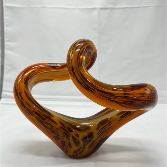 Unique Murano style art glass, abstract, free sculpture, amber leopard print - Picture 5 of 6